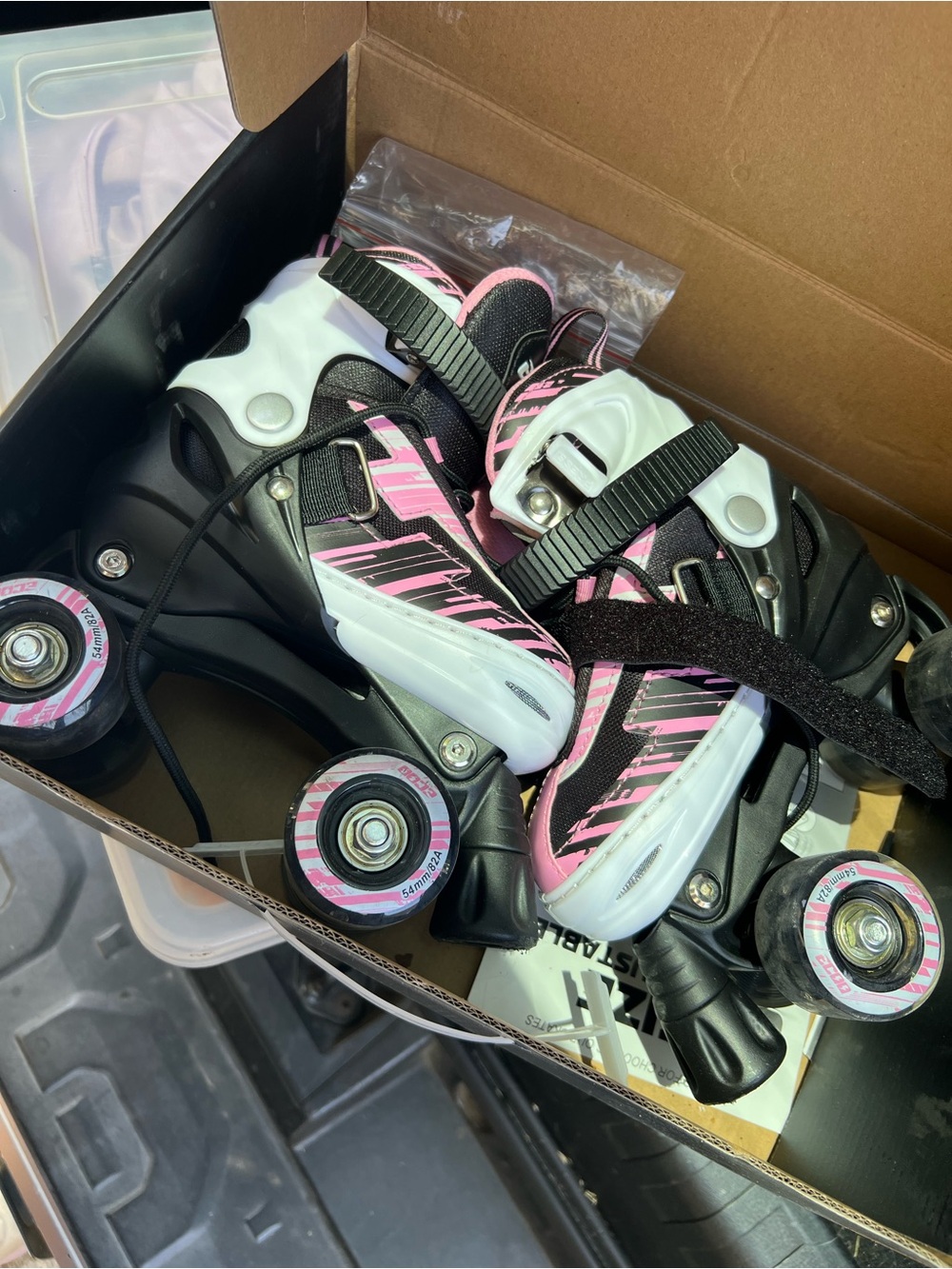 Kids Adjustable Pink and Black Roller Skates - Youth Size